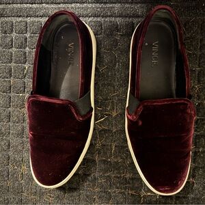 Vince Burgundy Velvet Slip-On Sneakers